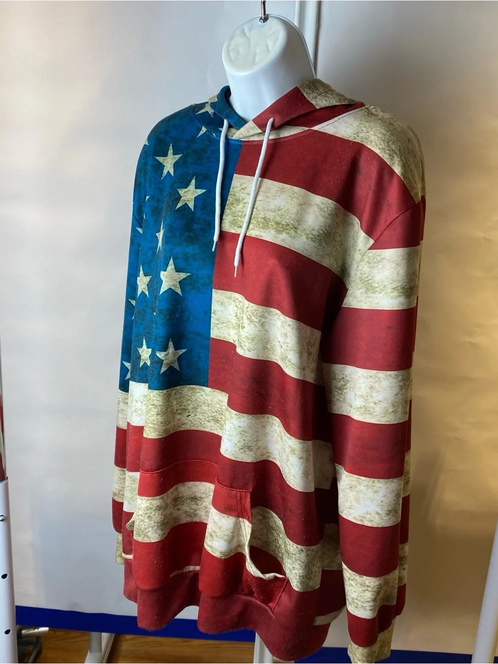 American Flag Hoodie Sweatshirt - Red, Blue & White